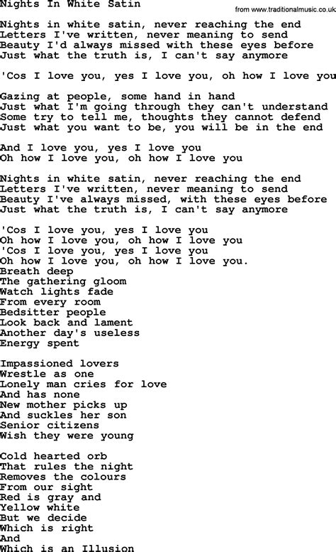 chanel nights in white satin|nights in white satin lyrics.